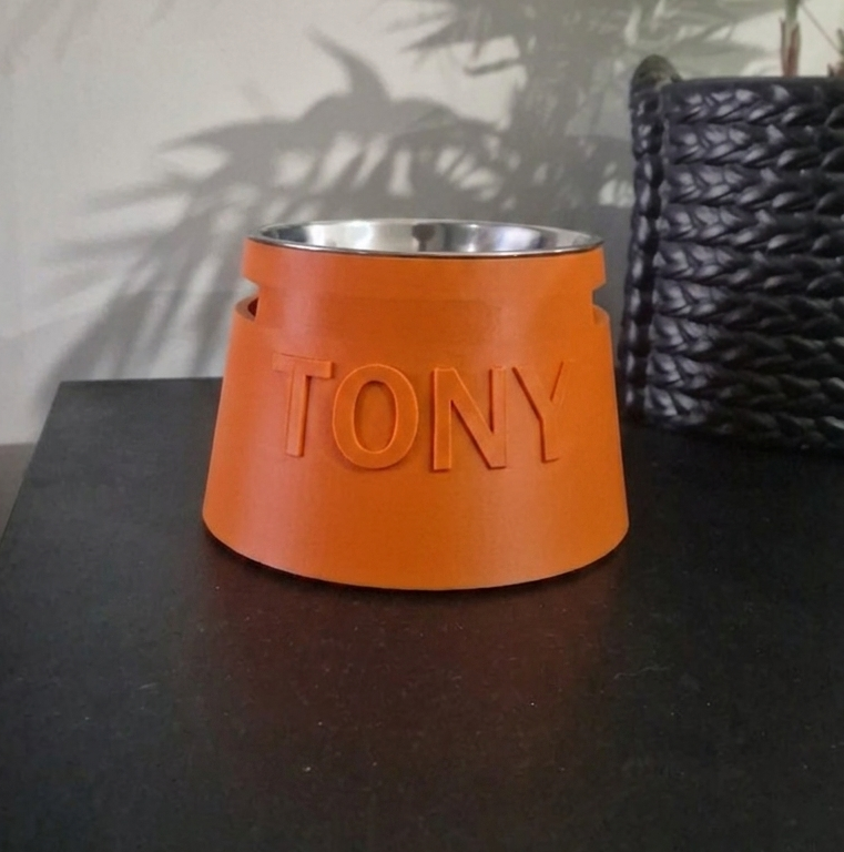 Custom Name Raised Pet Bowl - Round - Single Colour